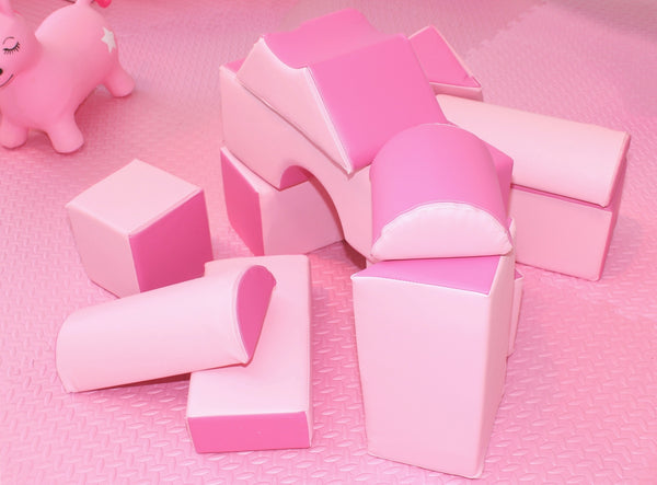 Pink soft play building blocks